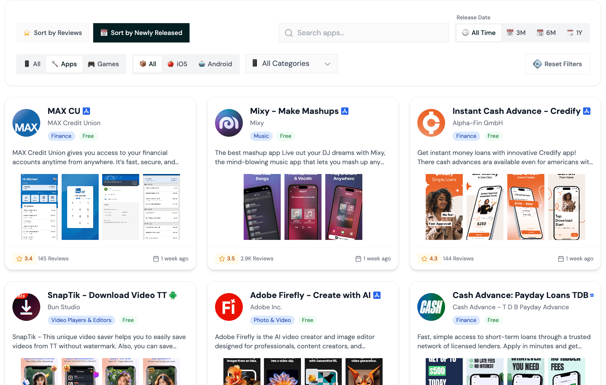 +3,000 Trending Mobile Apps